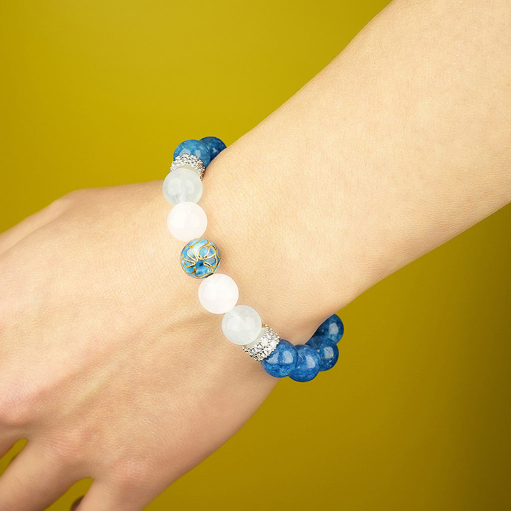 10mm natural sapphire september titanium steel bracelet