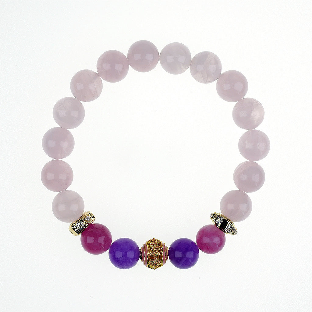10mm natural pink crystal october titanium steel bracelet