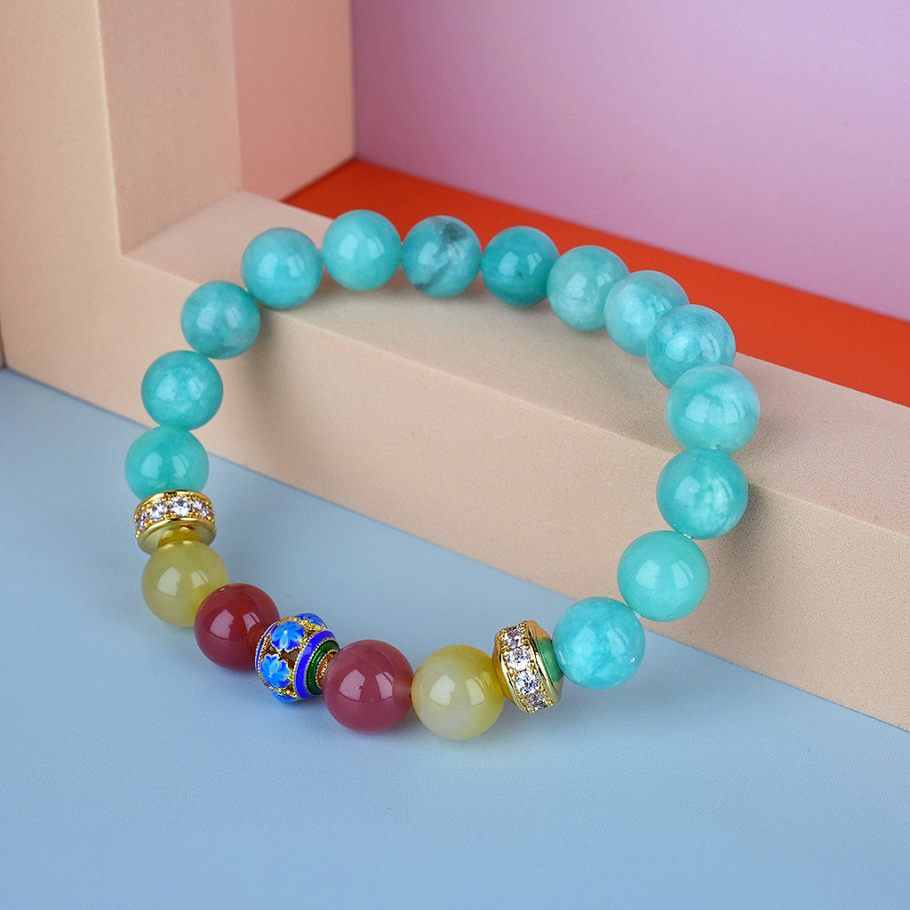 10mm natural amazonite december titanium steel bracelet