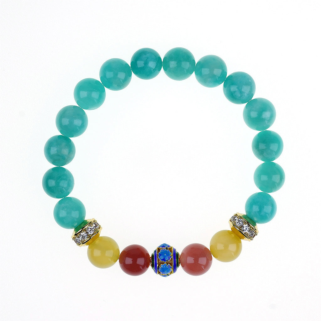 10mm natural amazonite december titanium steel bracelet