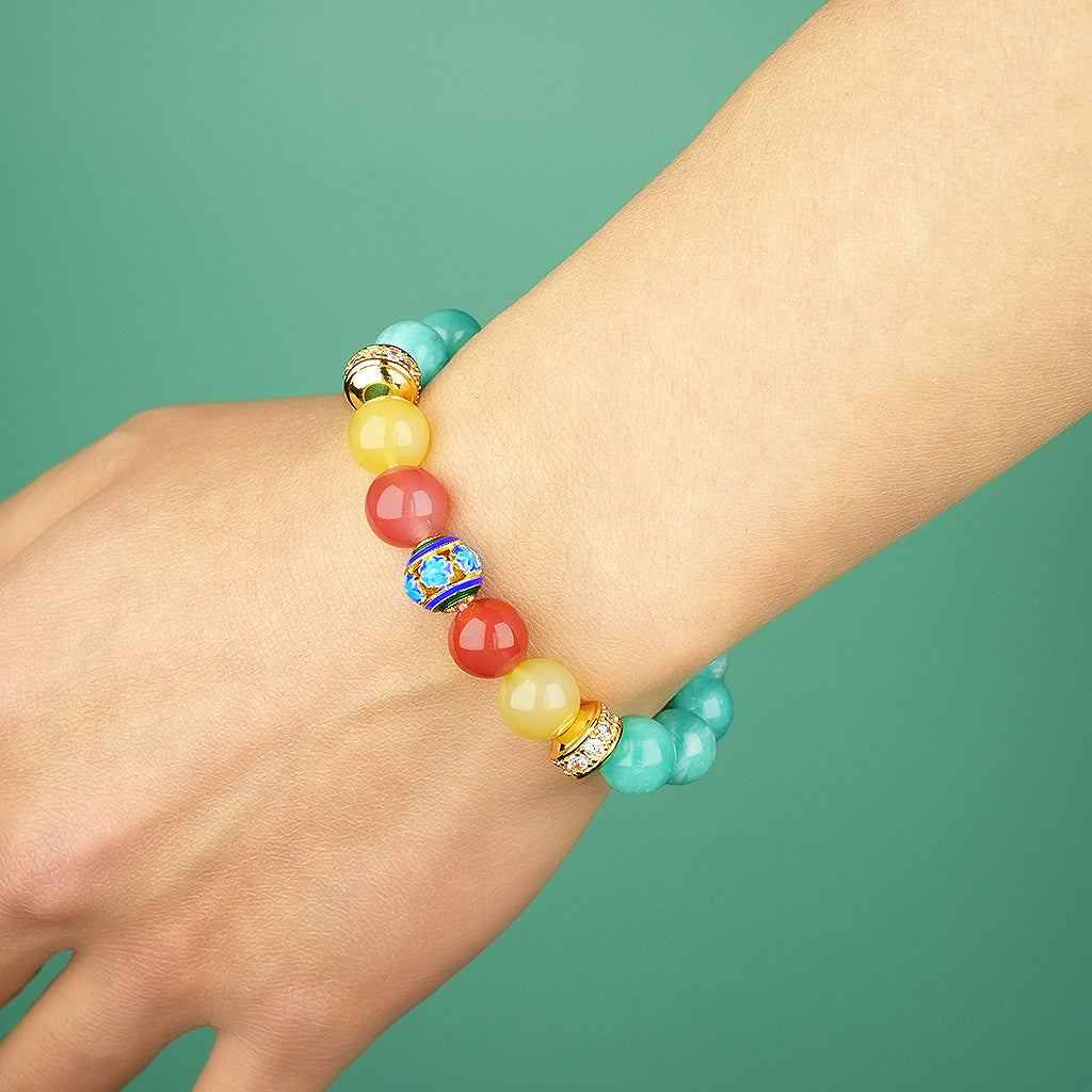 10mm natural amazonite december titanium steel bracelet