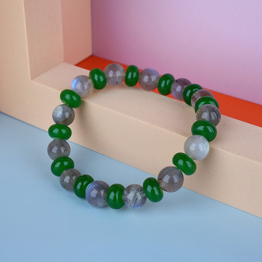 10mm natural gray moonstone titanium steel bracelet
