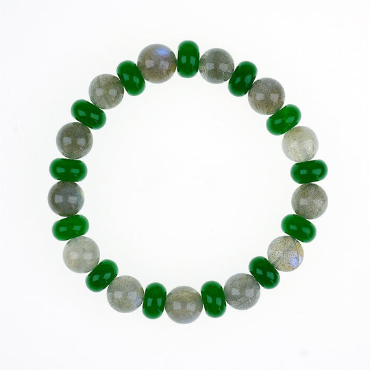 10mm natural gray moonstone titanium steel bracelet