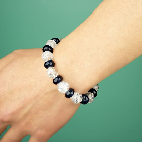 10mm natural cornucopia white crystal titanium steel bracelet