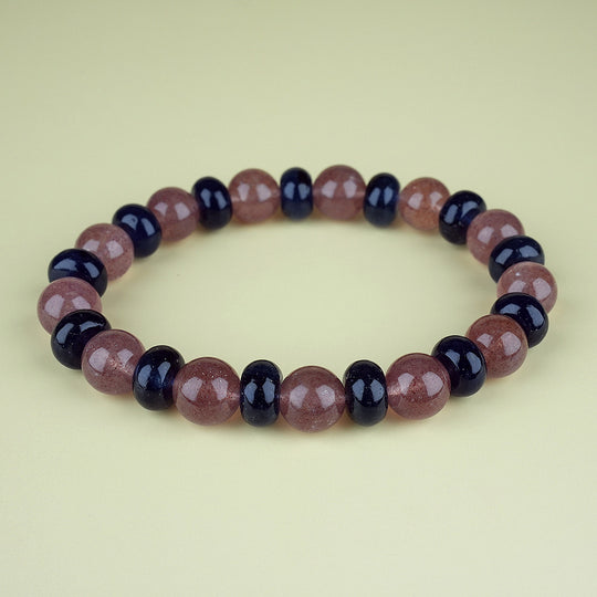 10mm natural strawberry crystal titanium steel bracelet