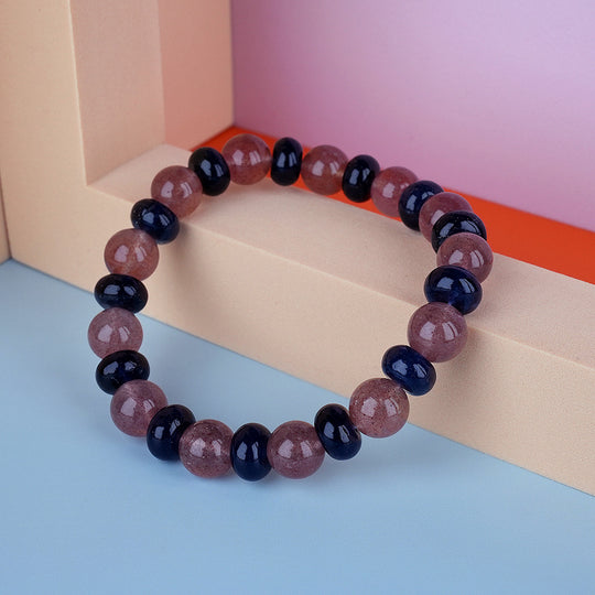 10mm natural strawberry crystal titanium steel bracelet