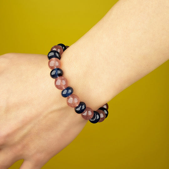 10mm natural strawberry crystal titanium steel bracelet