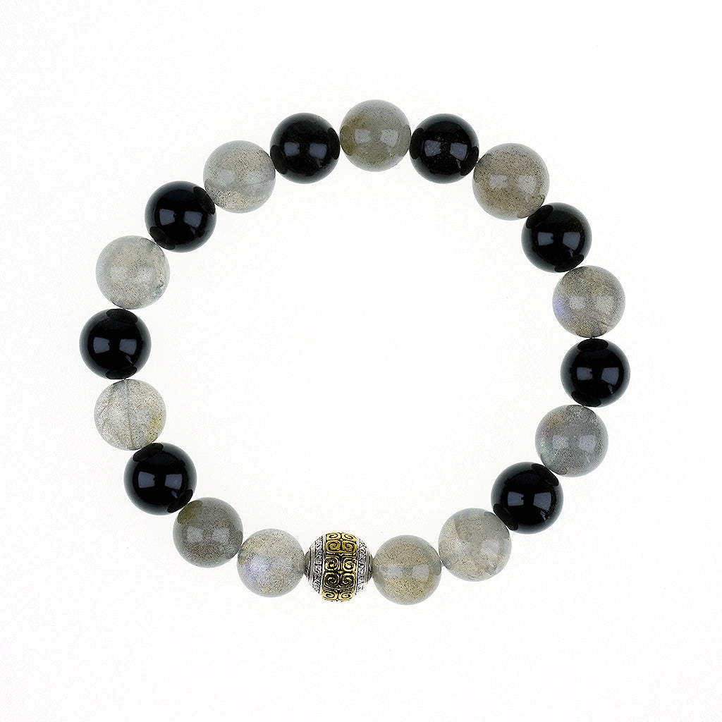 10mm natural rose red crystal & gray moonlight couple titanium steel bracelet