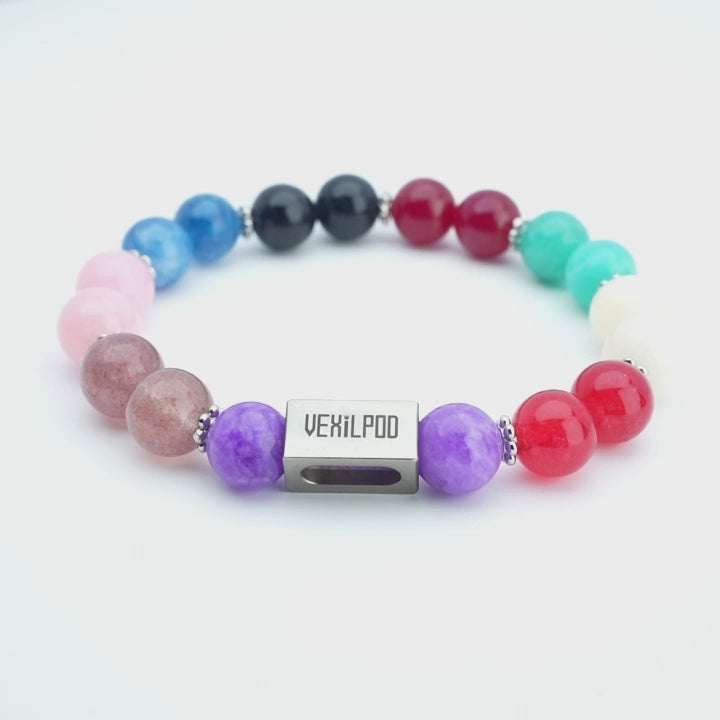 10mm natural colorful crystal girlish titanium steel bracelet