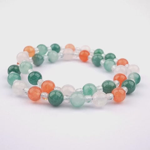 8mm natural chalcedony parent-child set titanium steel bracelet