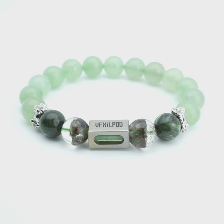 10mm natural green aventurine august titanium steel bracelet