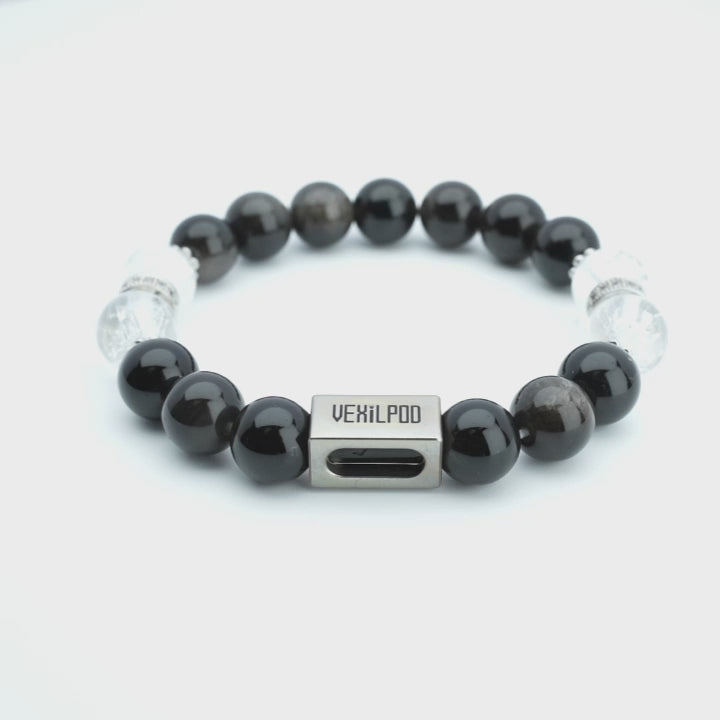 10mm natural silver obsidian tuesday titanium steel bracelet