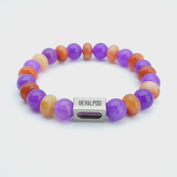 10mm natural amethyst titanium steel bracelet