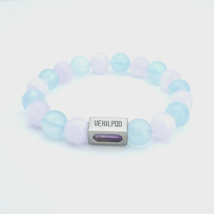 10mm natural aquamarine pure titanium steel bracelet