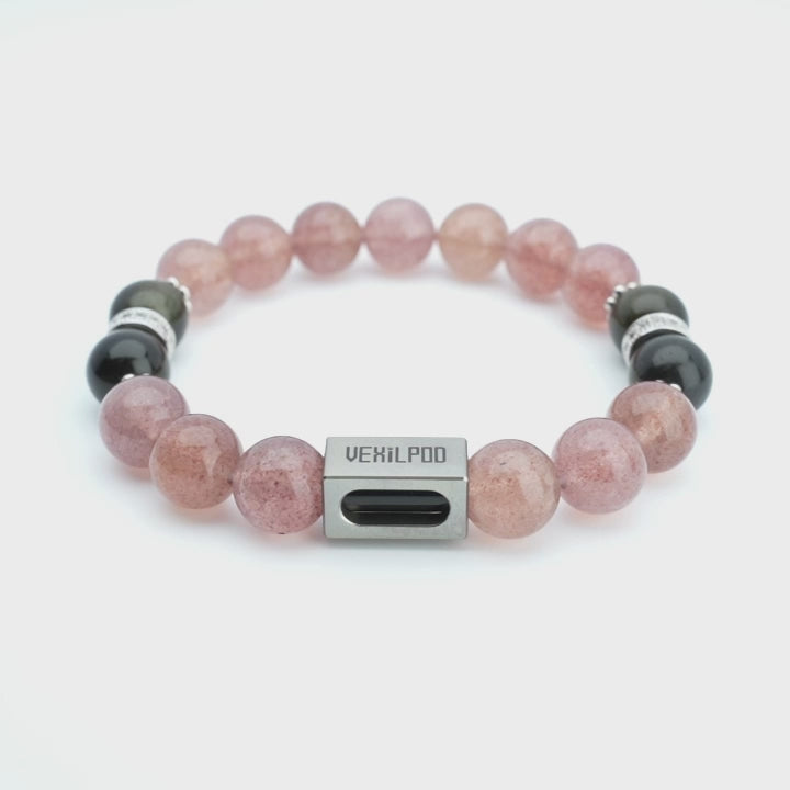 10mm natural strawberry crystal friday titanium steel bracelet