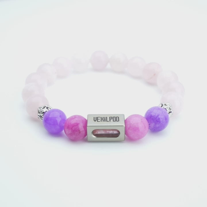10mm natural pink crystal october titanium steel bracelet