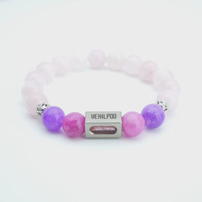 10mm natural pink crystal october titanium steel bracelet