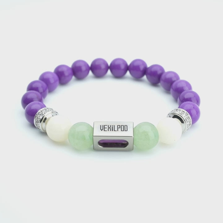 10mm natural purple mica gemstone february titanium steel bracelet