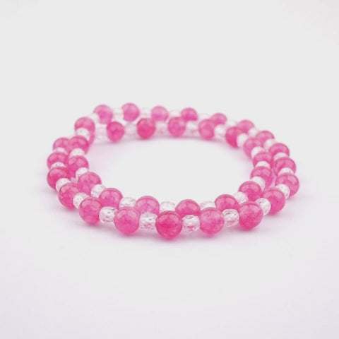 6mm natural magenta chalcedony parent-child set titanium steel bracelet