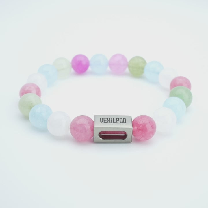 10mm natural colored chalcedony beads party titanium steel bracelet