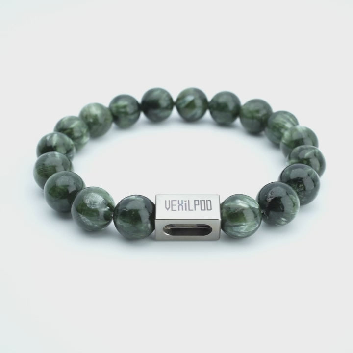 10mm natural green dragon crystal career titanium steel bracelet