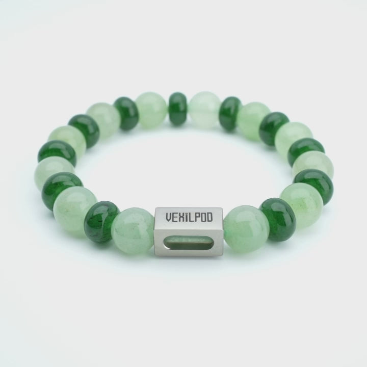 10mm natural green aventurine titanium steel bracelet