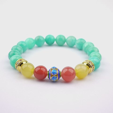 10mm natural amazonite december titanium steel bracelet