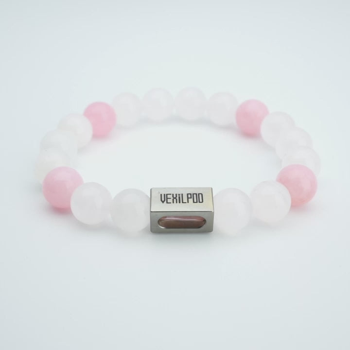 10mm natural pink calcite crystal cute titanium steel bracelet