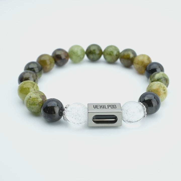 10mm natural candy fluorite & green garnet couple titanium steel bracelet