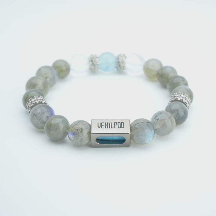 10mm natural gray moonstone high-cold titanium steel bracelet
