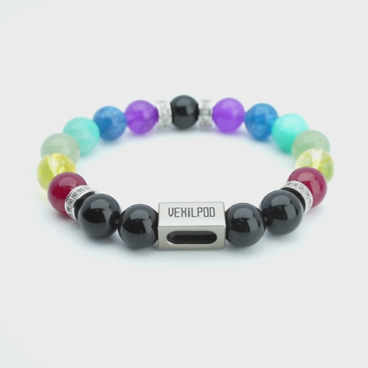 10mm natural silver obsidian sexy titanium steel bracelet