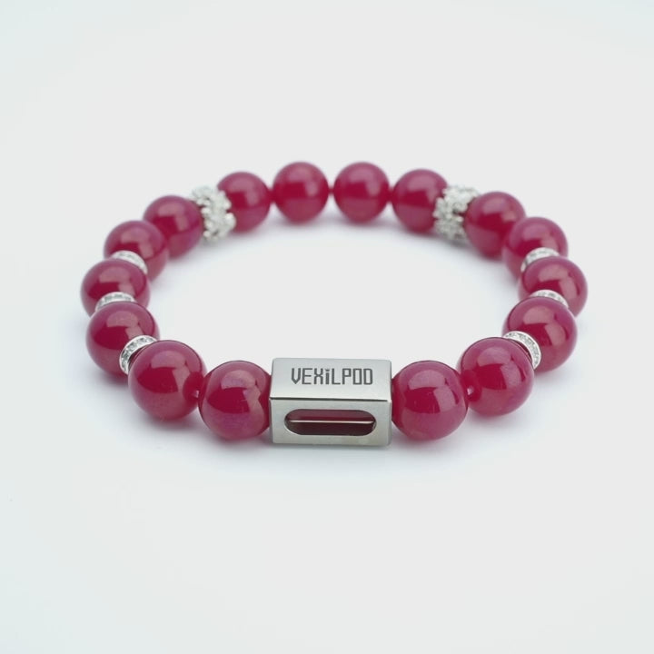 10mm natural red corundum gemstone Party titanium steel bracelet