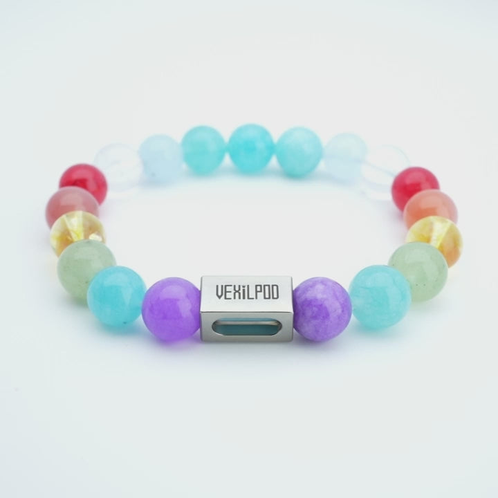 10mm Natural colored crystal rainbow titanium steel  bracelet