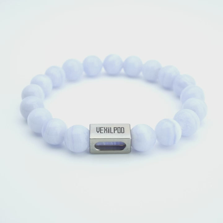 10mm natural lavender agate & persian agate couple titanium steel bracelet