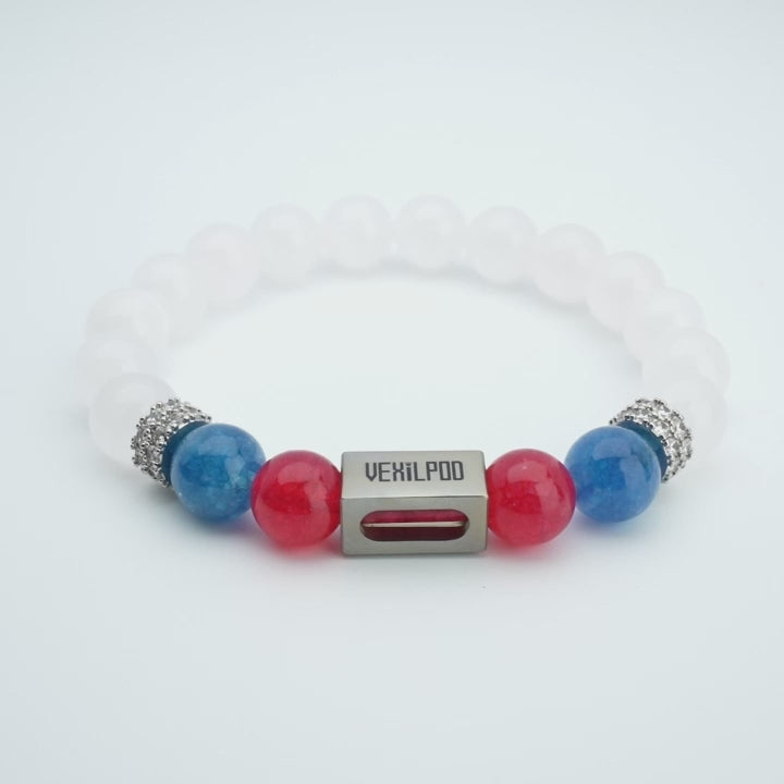 10mm natural white crystal april titanium steel bracelet