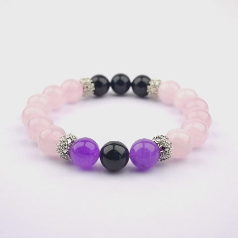 10mm natural pink crystal party titanium steel bracelet