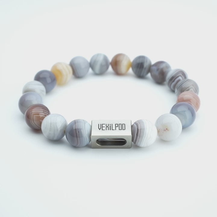 10mm natural lavender agate & persian agate couple titanium steel bracelet