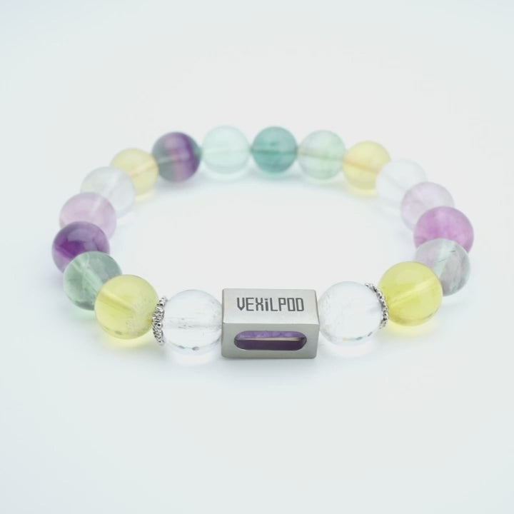 10mm natural candy fluorite & green garnet couple titanium steel bracelet