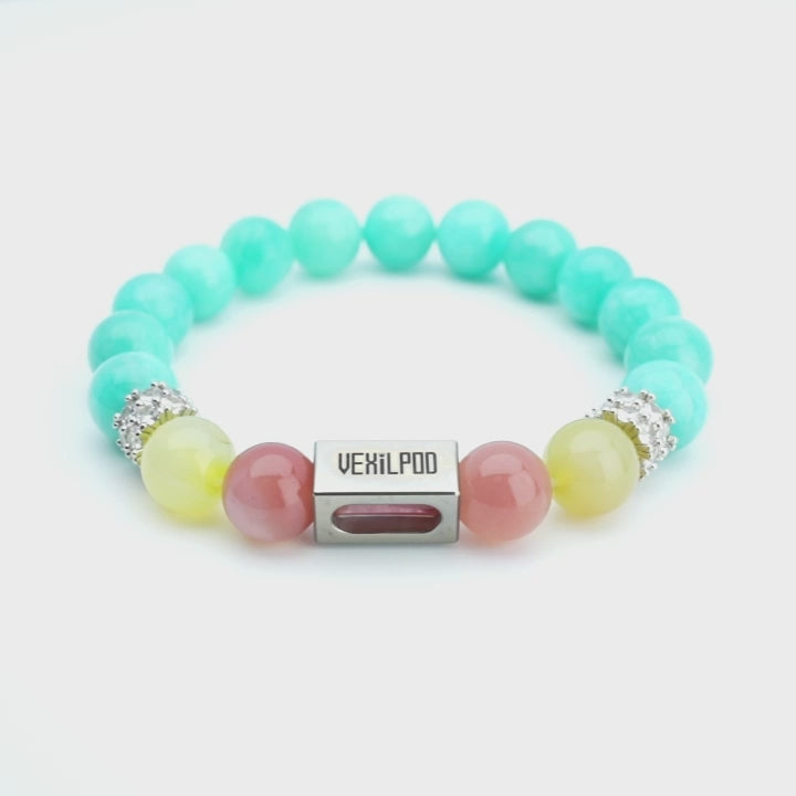 10mm natural amazonite december titanium steel bracelet