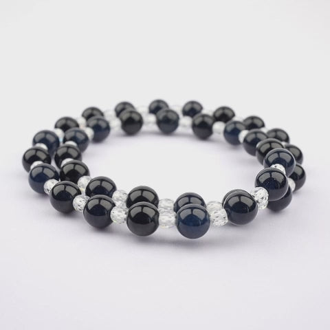 8mm natural black crystal parent-child set titanium steel bracelet