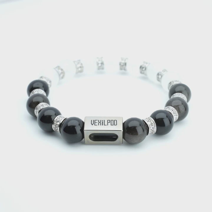 10mm natural blue moonlight crystal hip-hop titanium steel bracelet