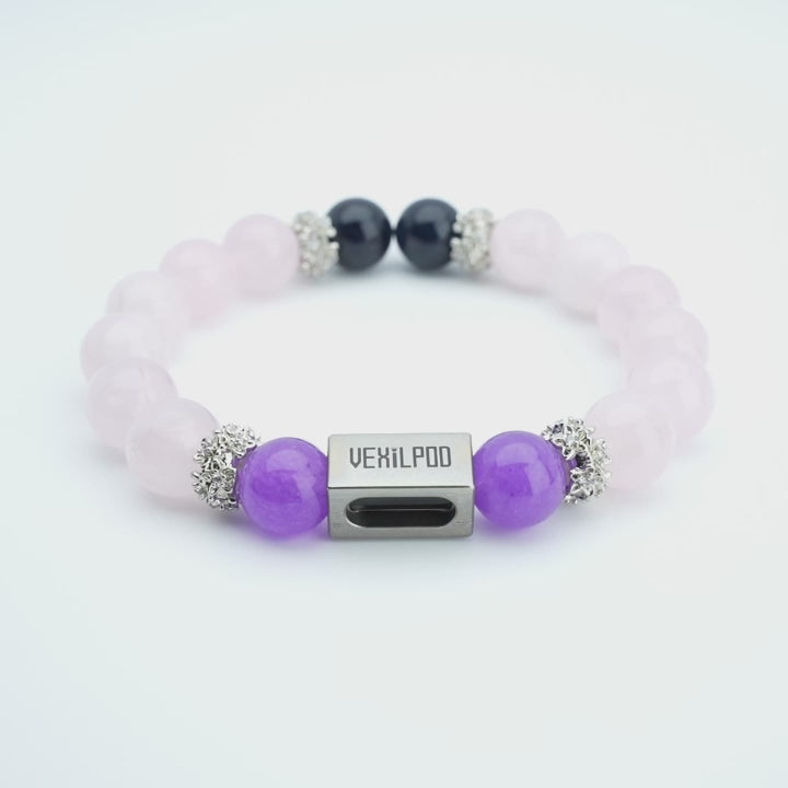 10mm natural pink crystal party titanium steel bracelet