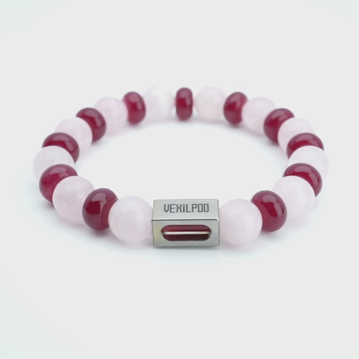 10mm natural pink crystal titanium steel bracelet
