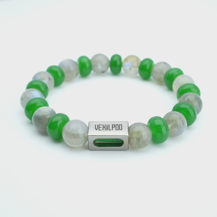 10mm natural gray moonstone titanium steel bracelet