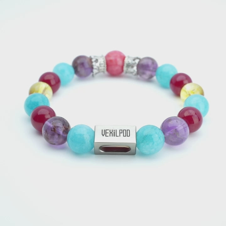 10mm natural ghost red corundum party titanium steel bracelet