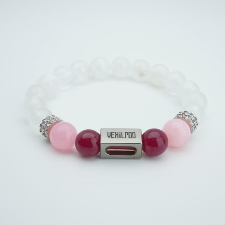 10mm natural moonstone june titanium steel bracelet