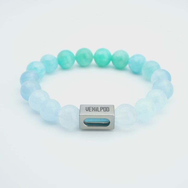 10mm natural amazonite blue crystal ocean-type titanium steel bracelet
