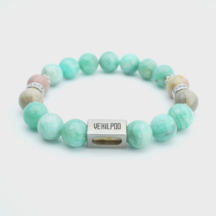 10mm natural amazonite thursday titanium steel bracelet
