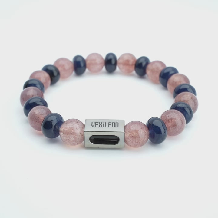10mm natural strawberry crystal titanium steel bracelet